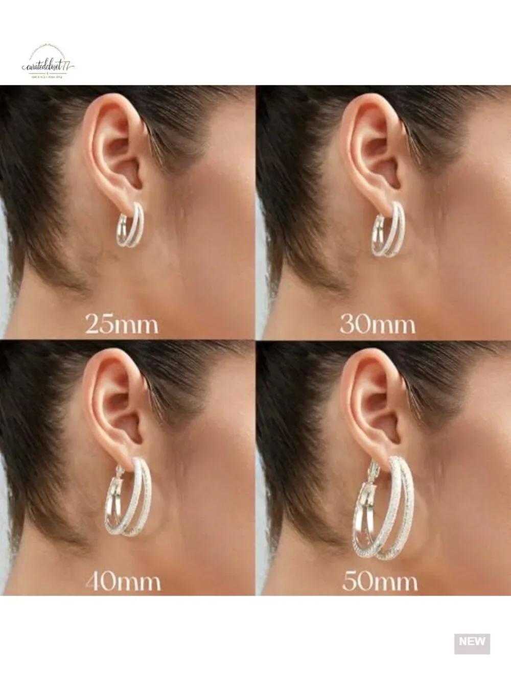 S925 Sterling Silver Double Hoop Earrings Hypoallergenic Non Tarnish Cubic